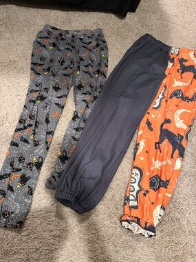 Halloween Cat Pajama Pants bundle - Gray, Navy & Orange- small (w/pockets)